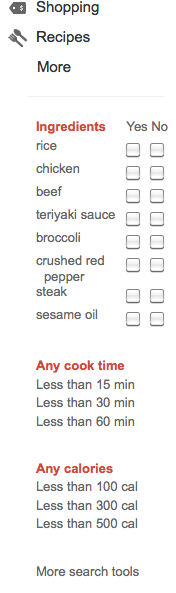 Google recipe search